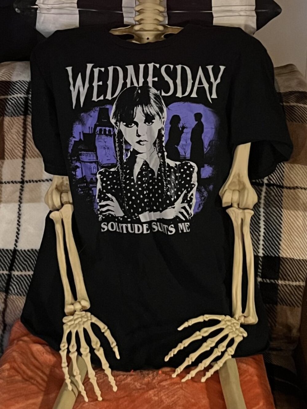 Wednesday Addams Solitude Suits Me Graphic Tee Medium